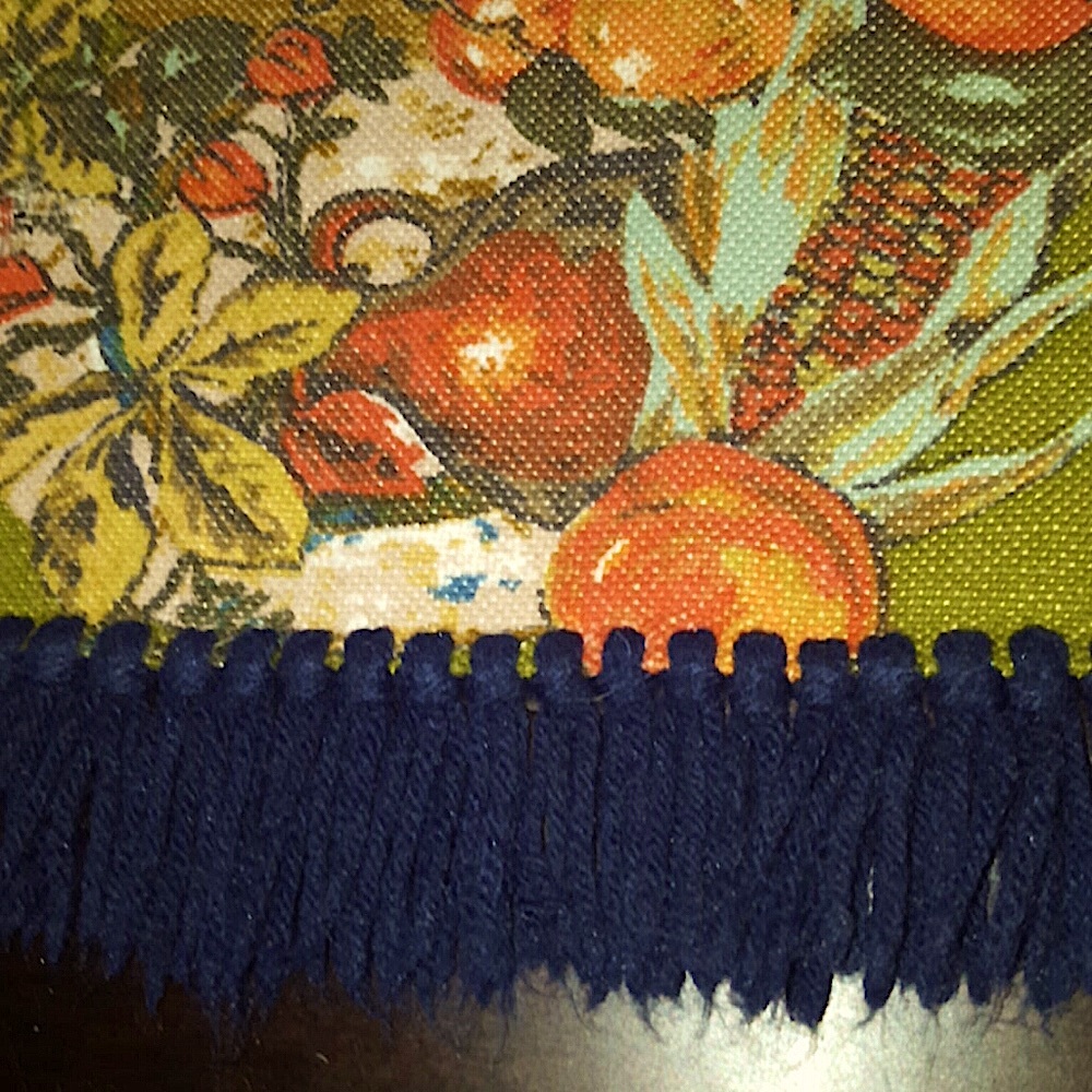 Vintage Rectangular Fringed Fruit Design Tablecloth 54" x 68" - Picture 2 of 16